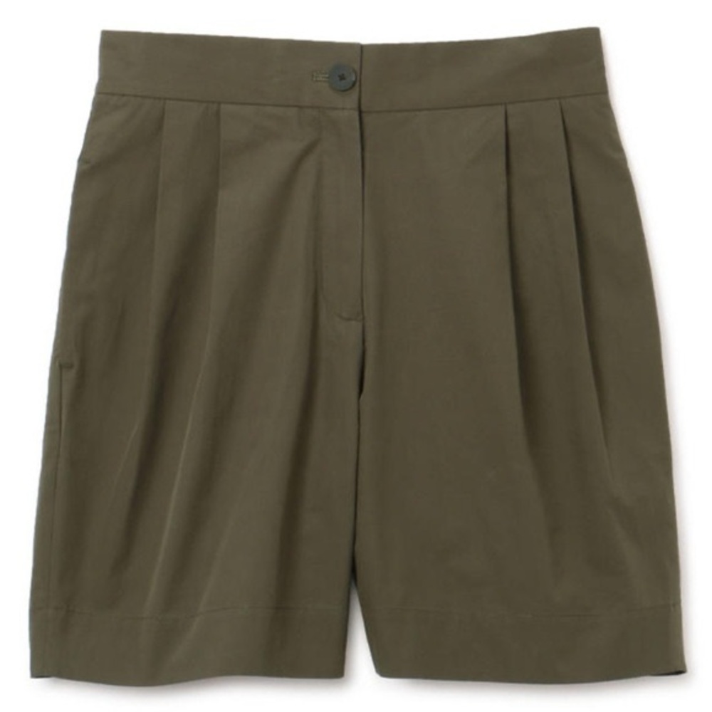Studio Nicholson Mitjana Double Pleat Bermuda Cotton Shorts Olive Green Size 3
